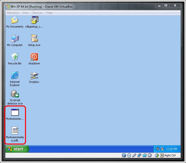 PDB in its unnatural habitat, in the virtual machine