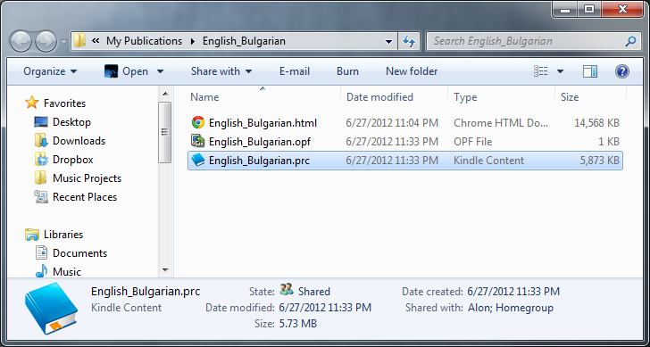 Your eBook is produced with a .prc extetnsion