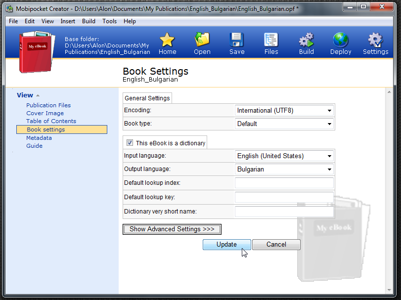 Dictionary settings..