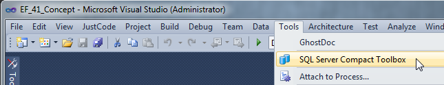 SQL Server Compact Toolbox added to Visual Studio's Tools menu